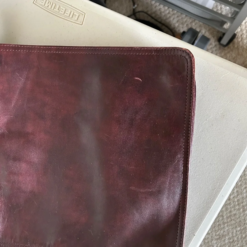 Burgundy Leather Messenger Bag - Unisex